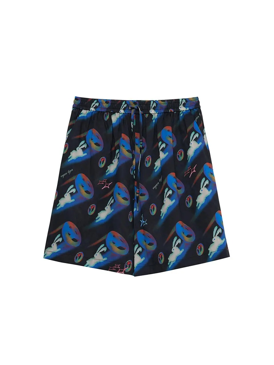 Organic Print Half Pants Black