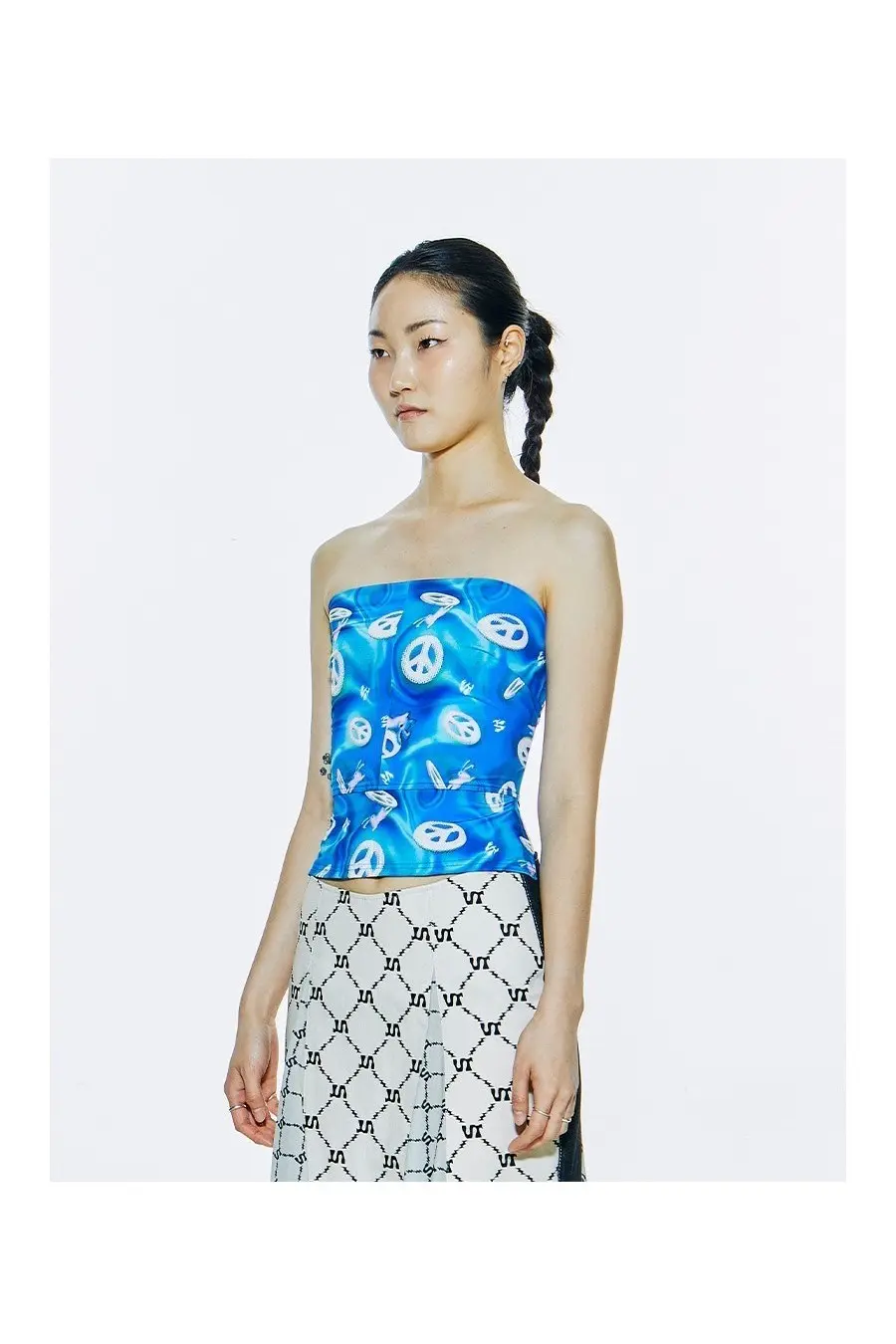 Jurassic Print Tube Top Blue