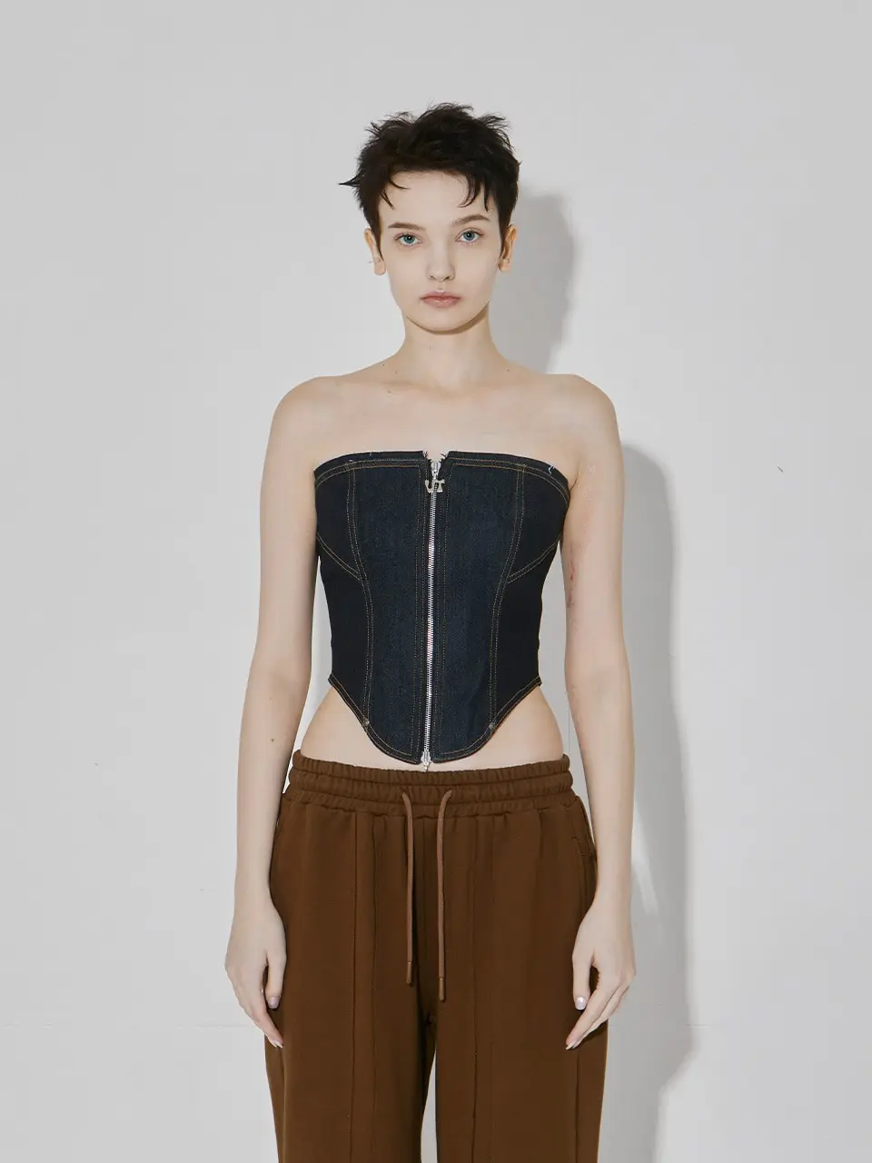 Organic Denim Bustier Top
