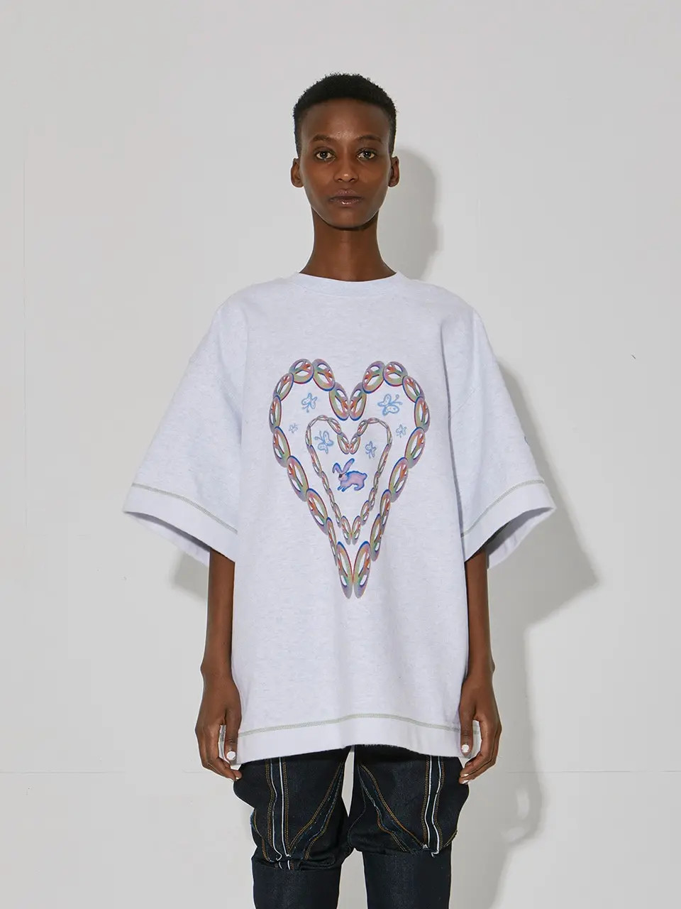 Oversized Graphic T-Shirt White Melange