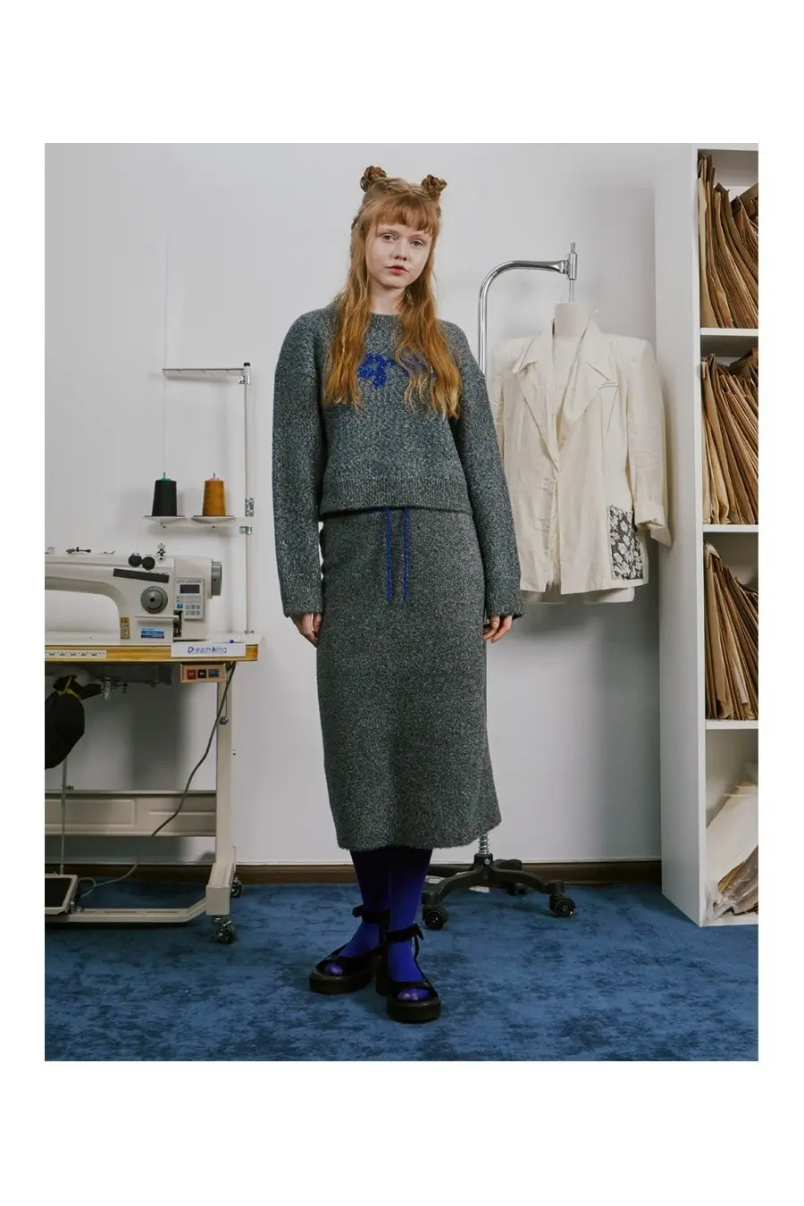 Metal Knit Skirt (Grey)