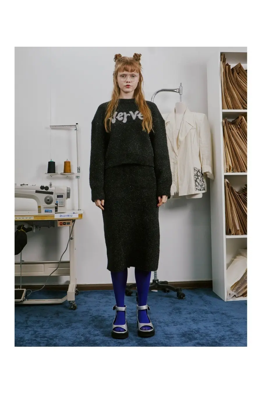 Metal Knit Skirt (Black)