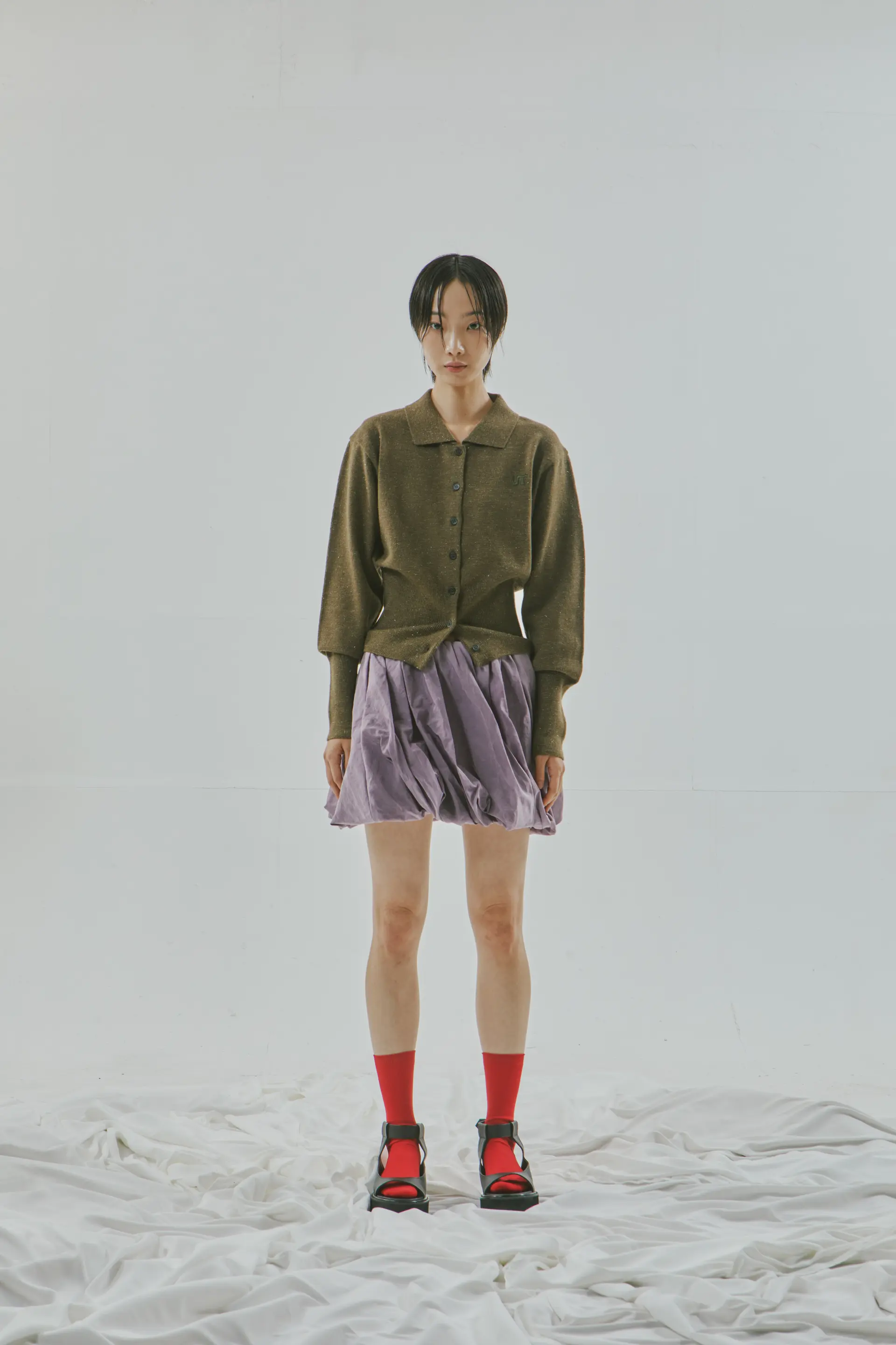 Collar Cardigan (Khaki)