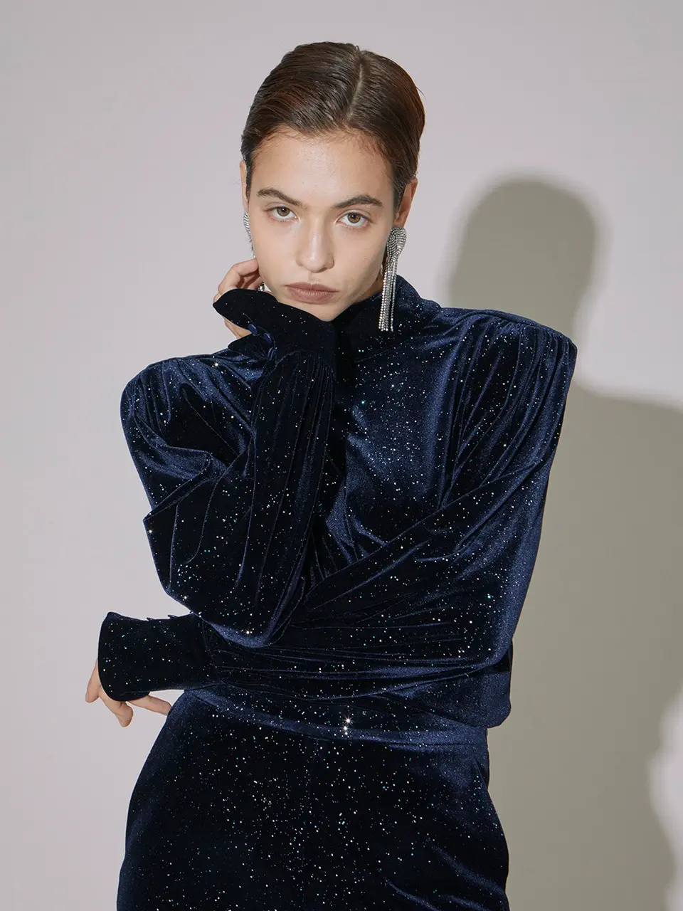 Twinkle Velvet Mock Neck Blouse