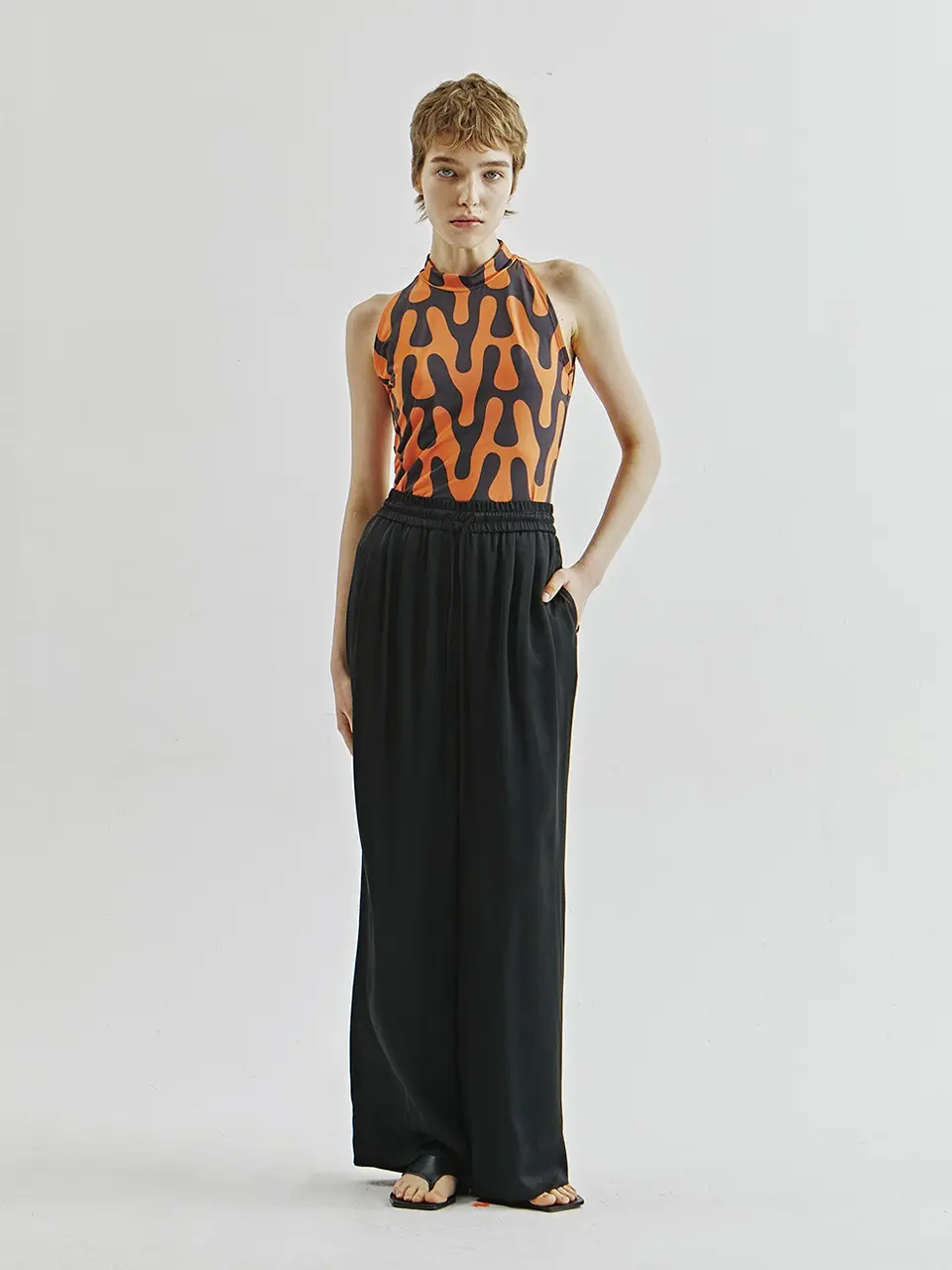 Print Halter Top (Orange)