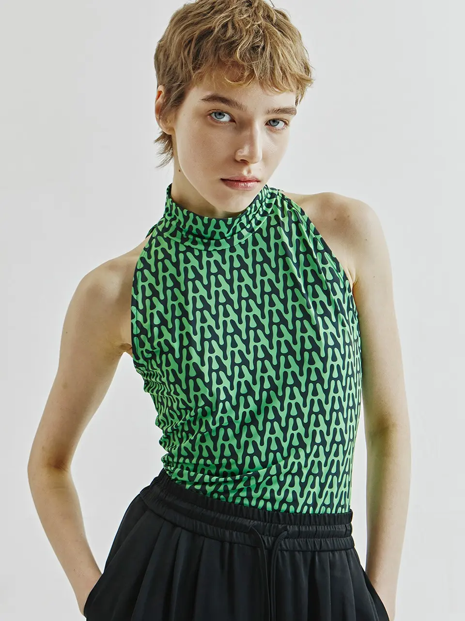 Print Halter Top (Green)