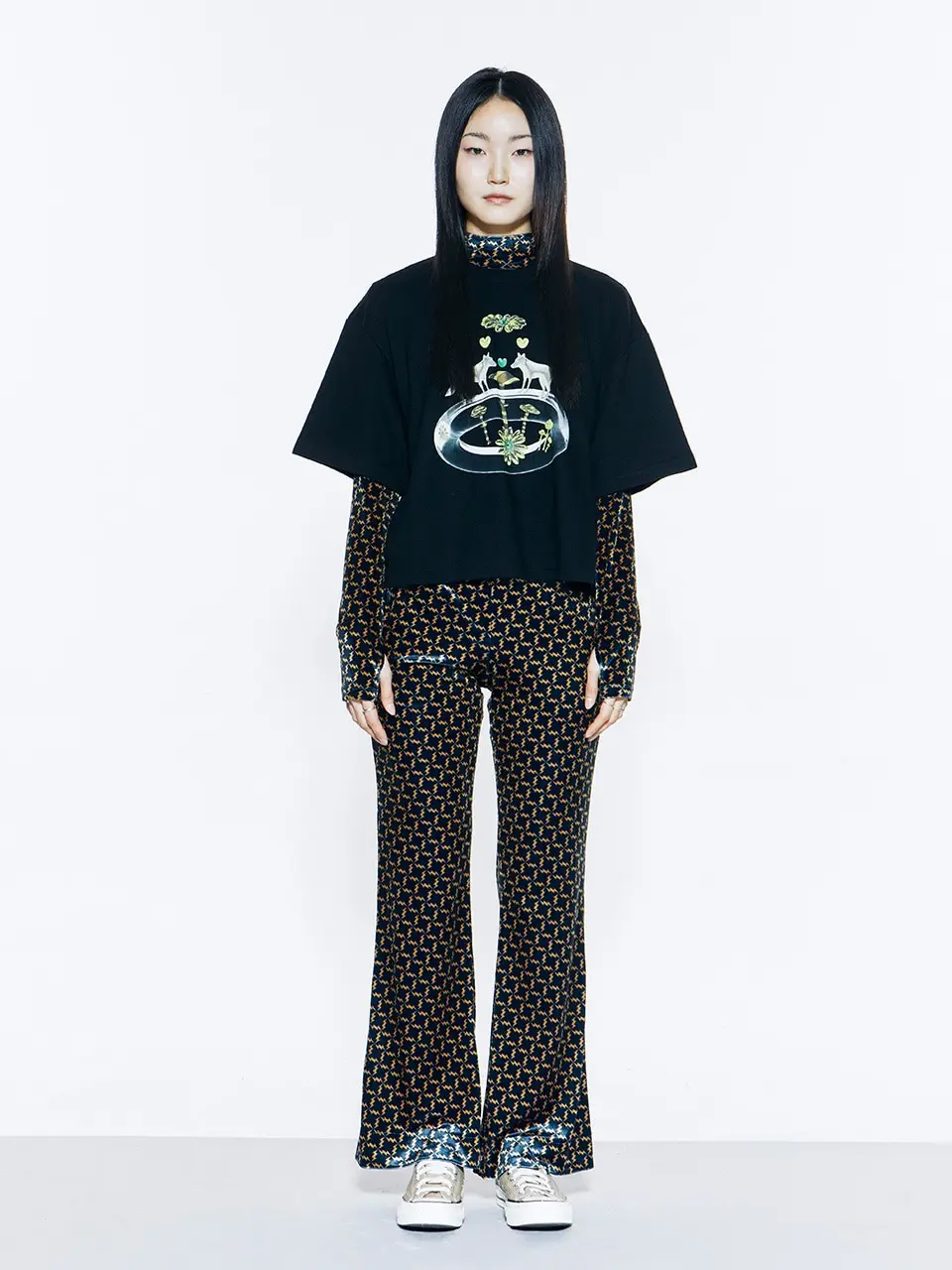 Print Velvet Pants Brown