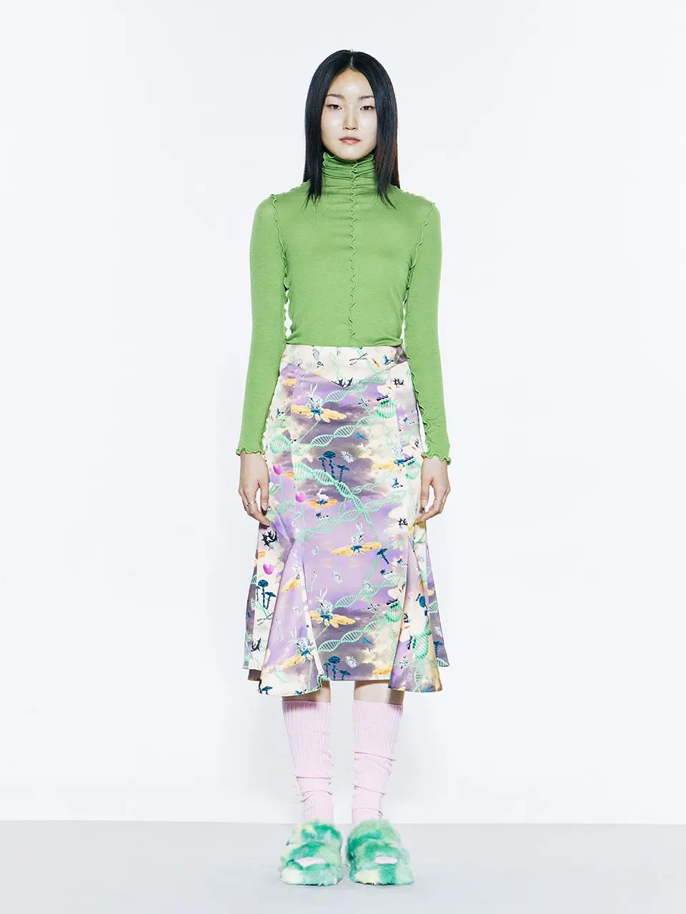 V-Cut Midi Skirt Light Purple
