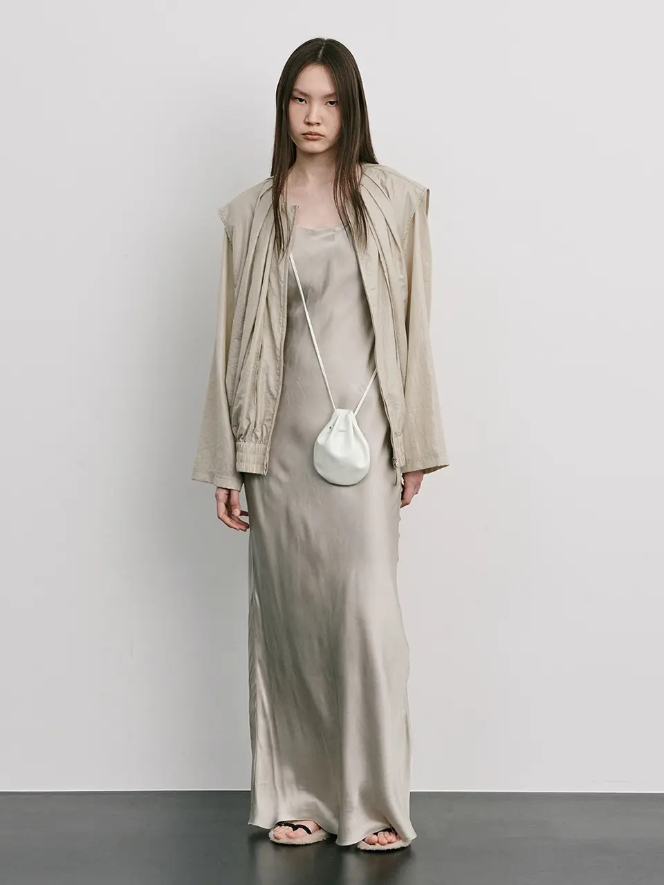 Shirred Moon Jar Jumper — Beige