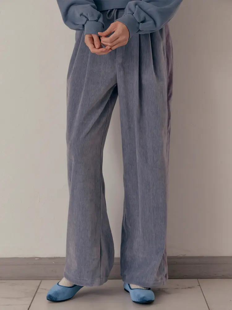 Velvet Wide Pants (Lavender Gray)