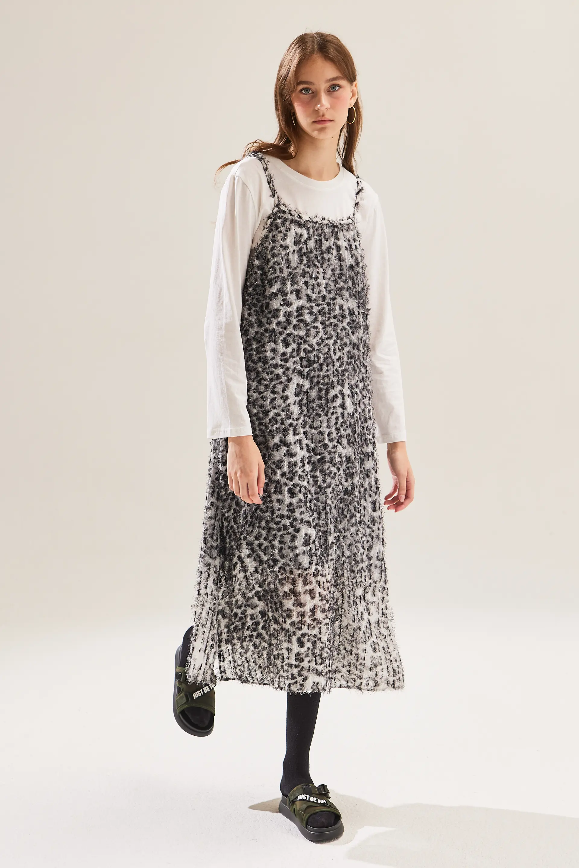 Furry Leopard Slip Dress