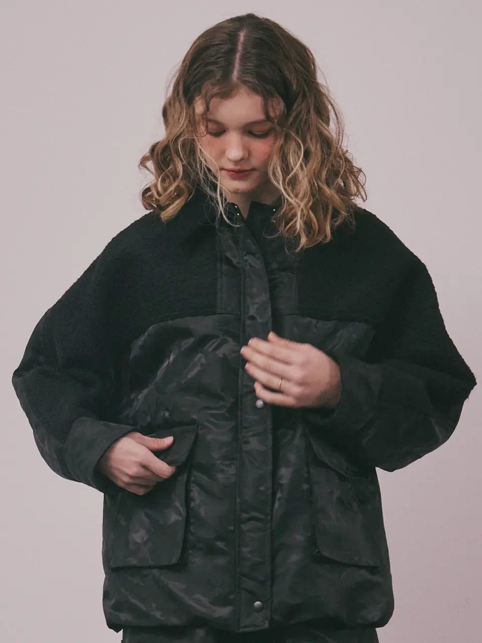 Wool Camouflage Padded Jacket (Black)