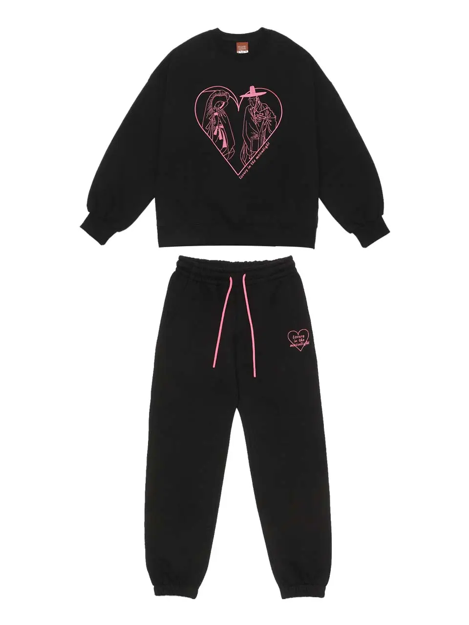 Lovers in the Moonlight Fleece Sweat Set-Up (Black)