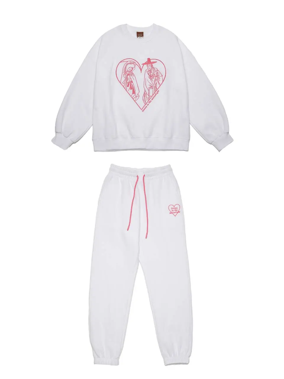 Lovers in the Moonlight Fleece Sweat Set-Up (White)