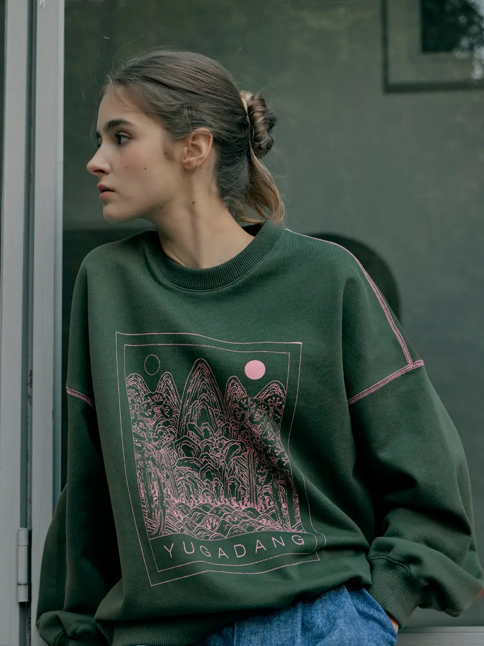 Sun, Moon and Five Peaks Sweatshirt (Green)
