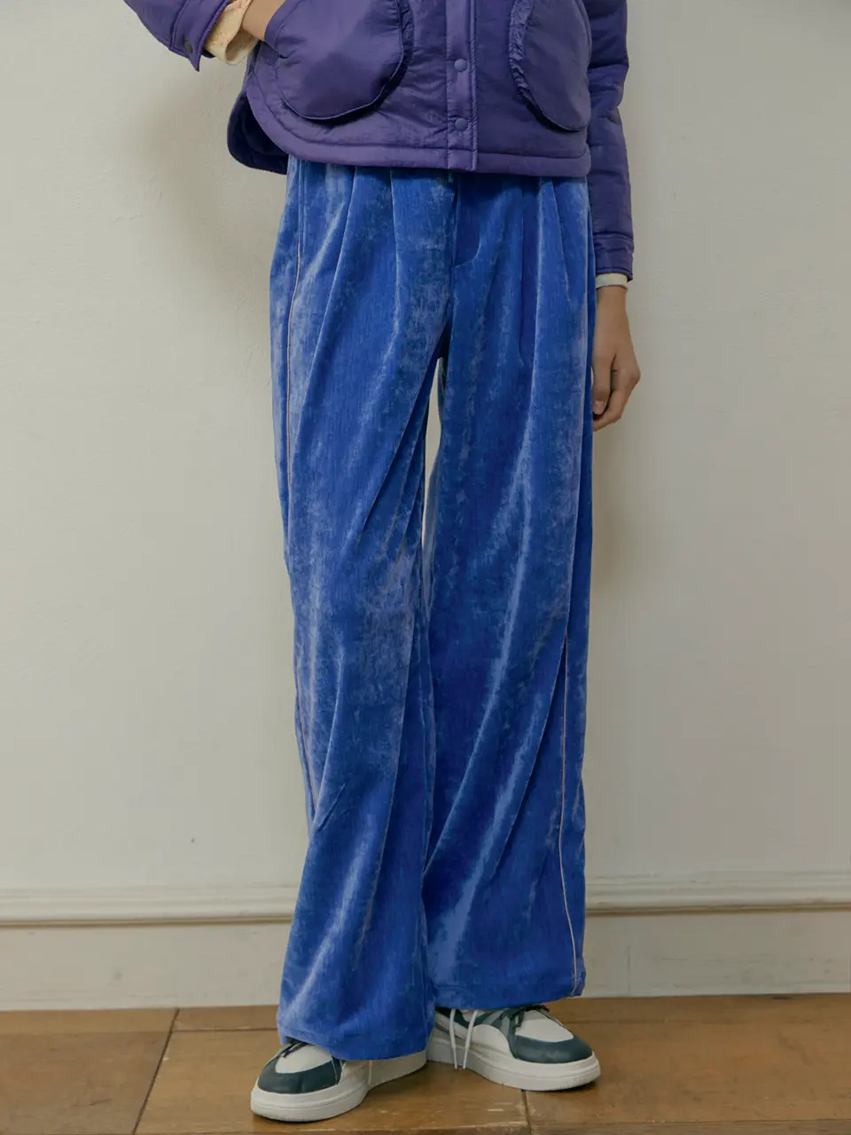 Velvet Wide Pants (Blue)