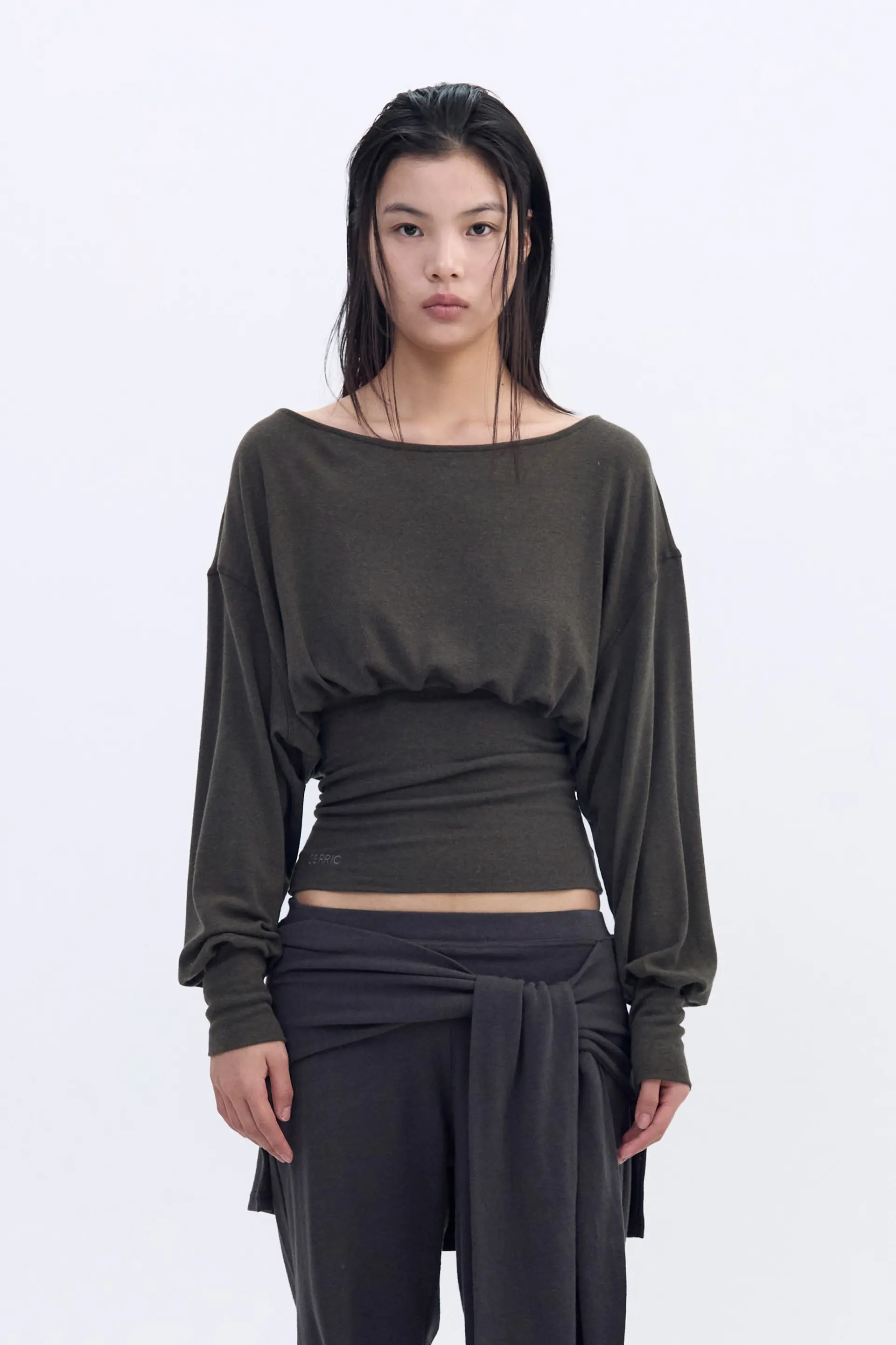 Draped Back Top (Khaki)