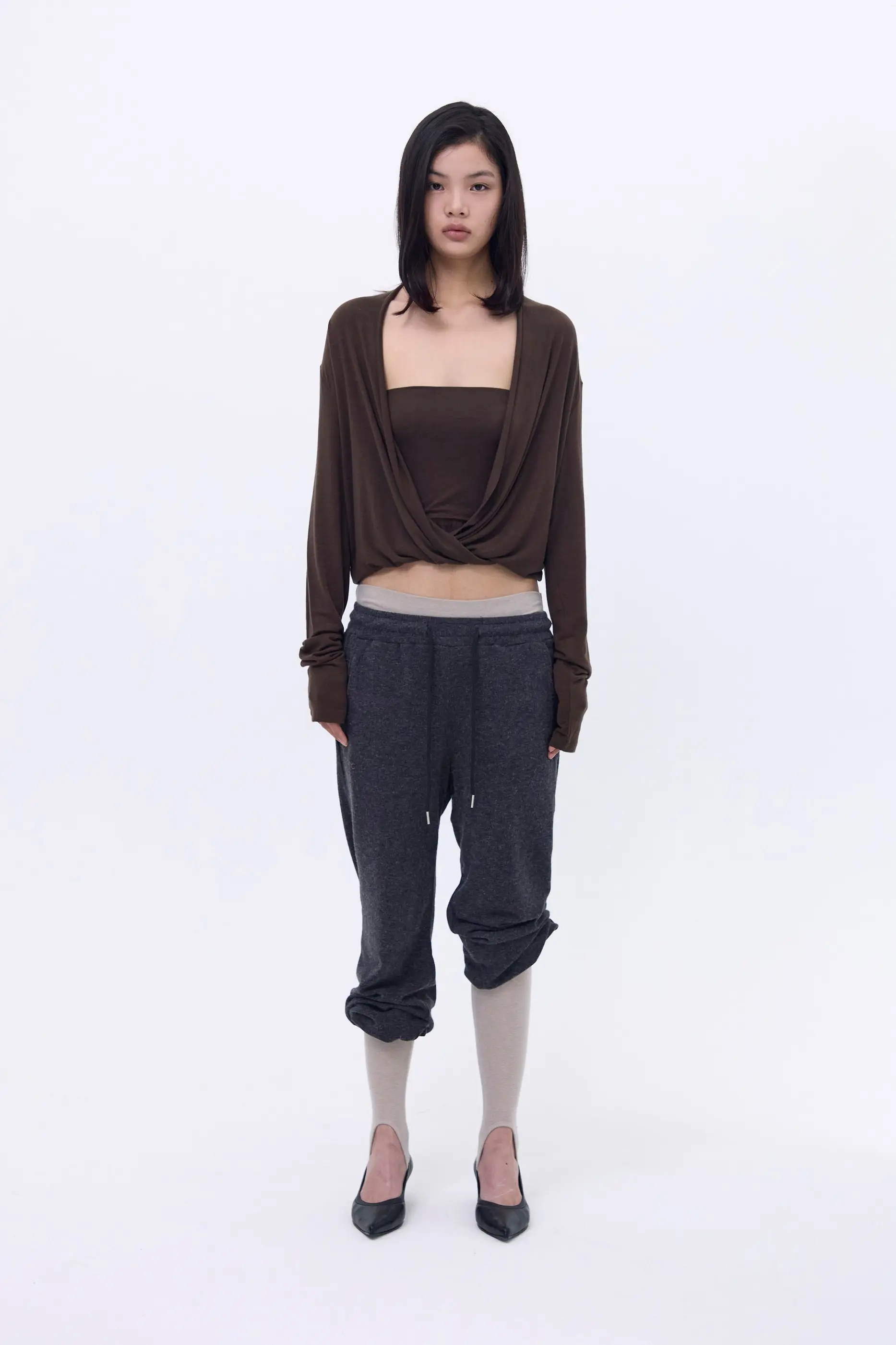 Slouchy Wrap Top (Brown)