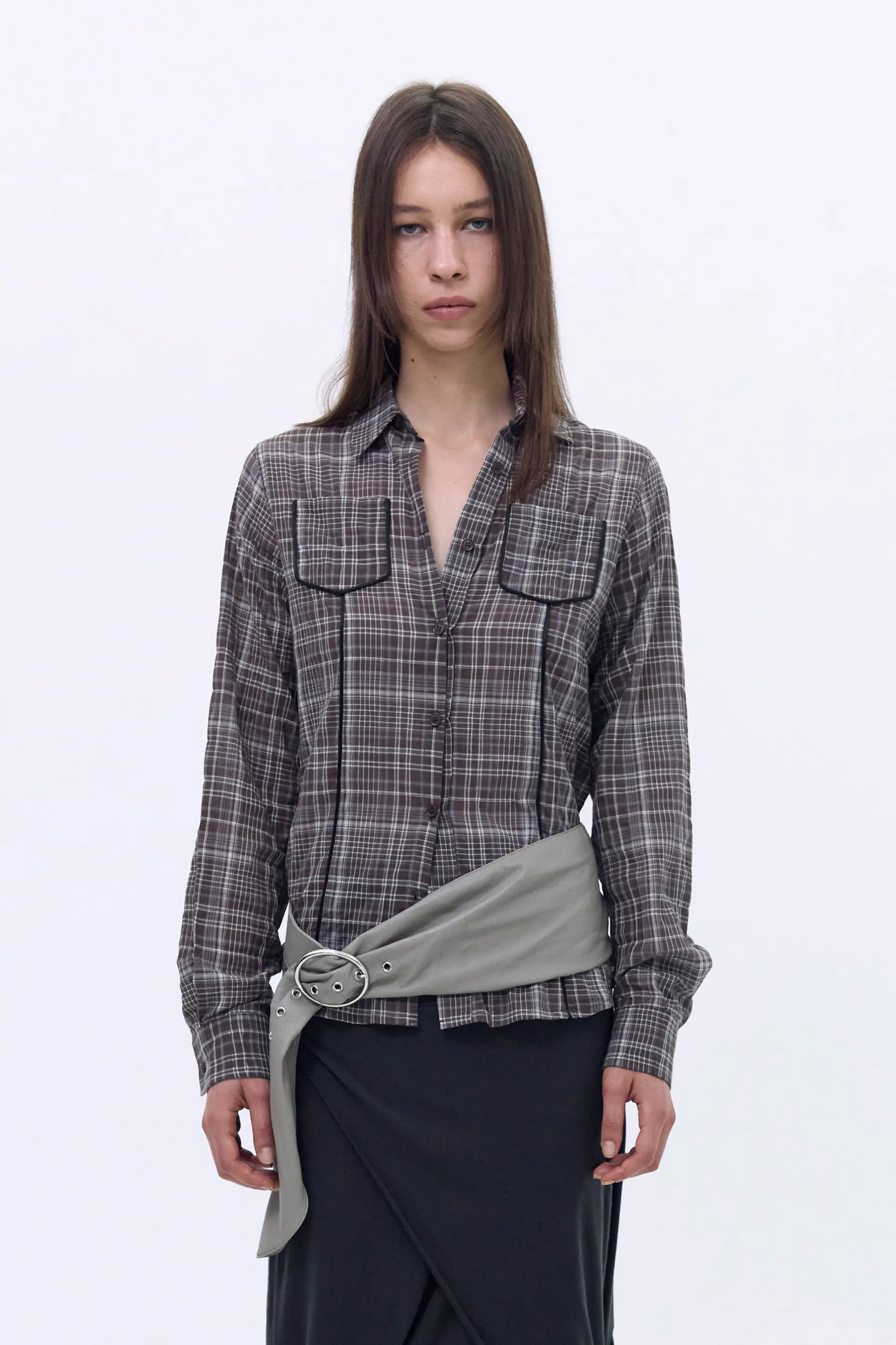 Grid Check Shirt (Brown)