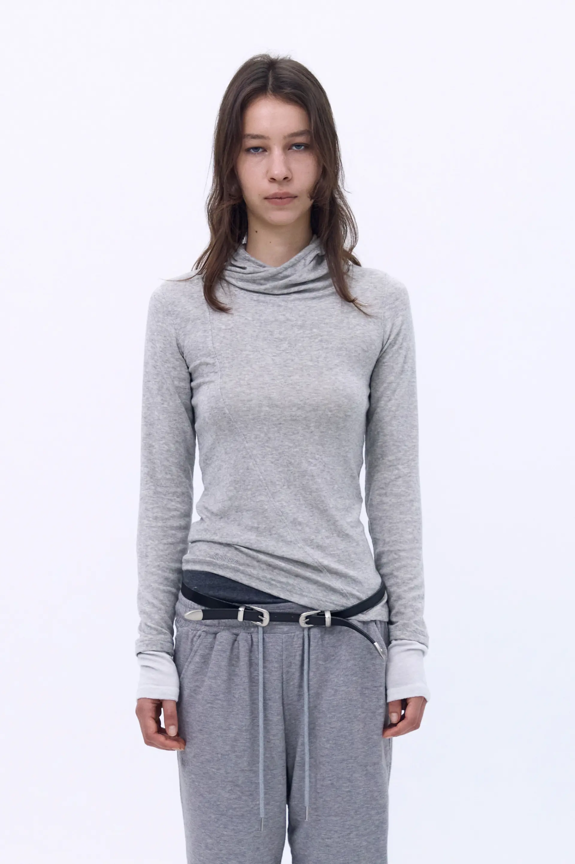 Double Sleeve Hoodie Top (Gray)