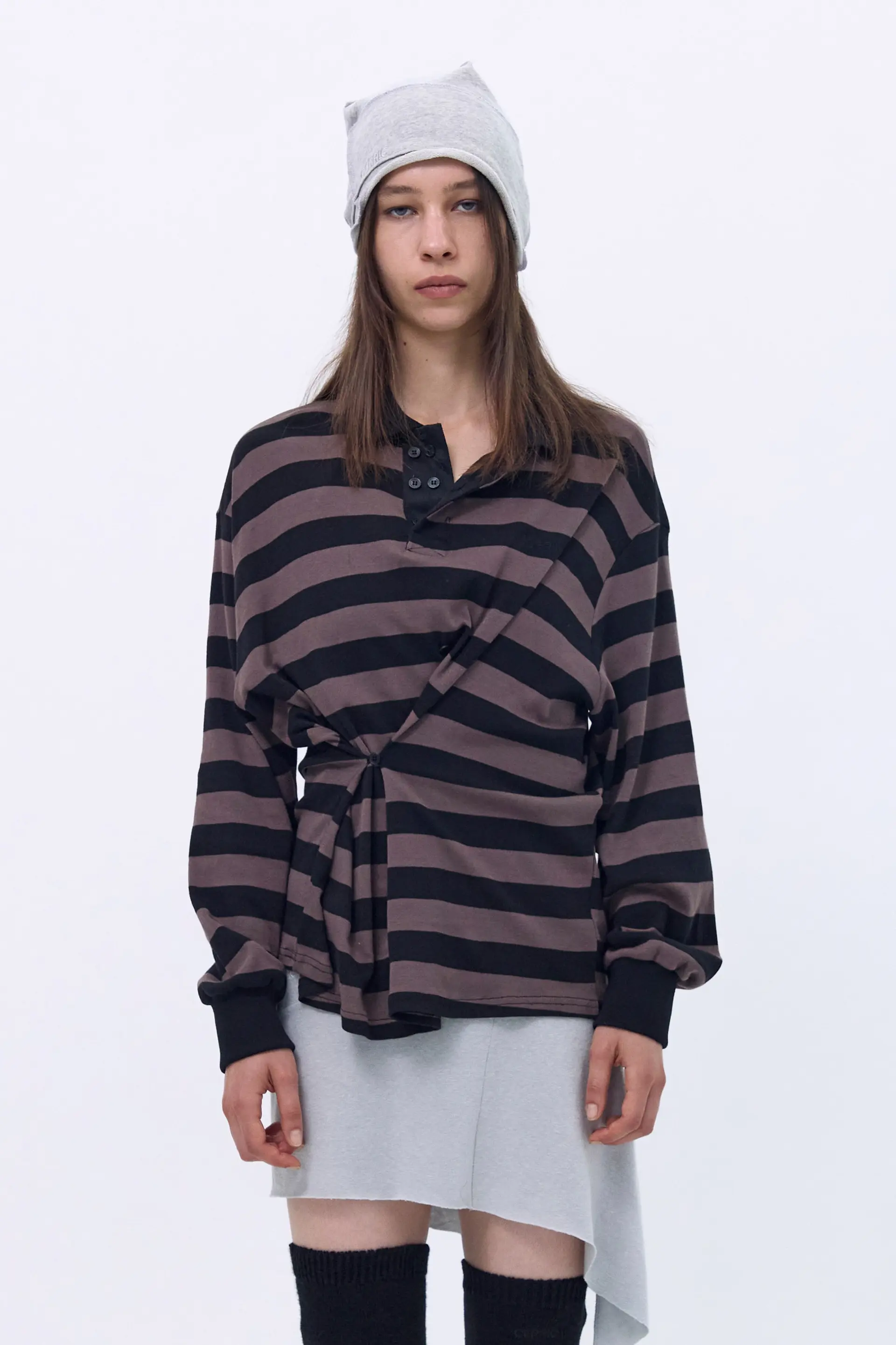 Dotted Collar Top (Brown)