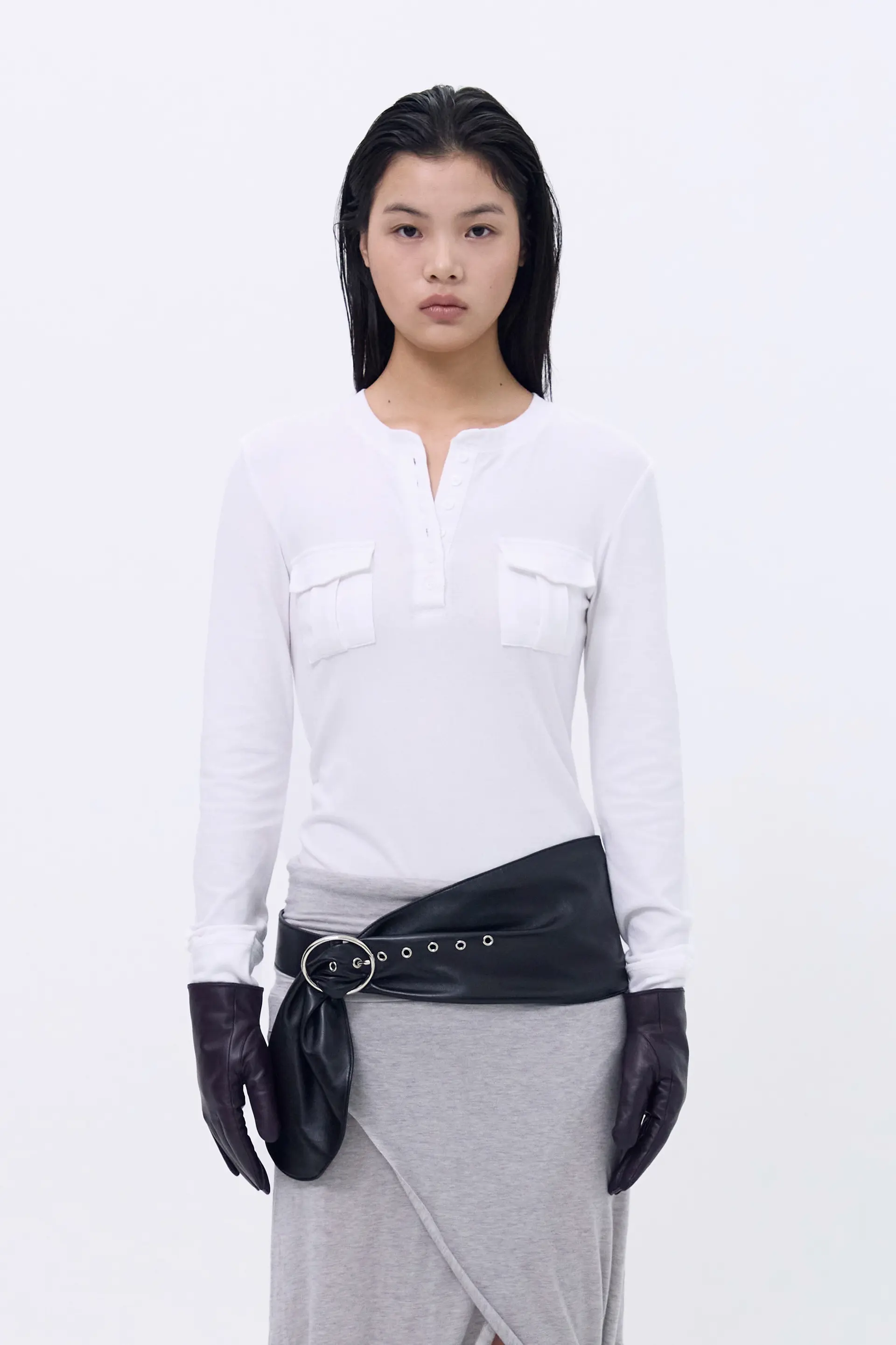 Pocket Henley Top (White)