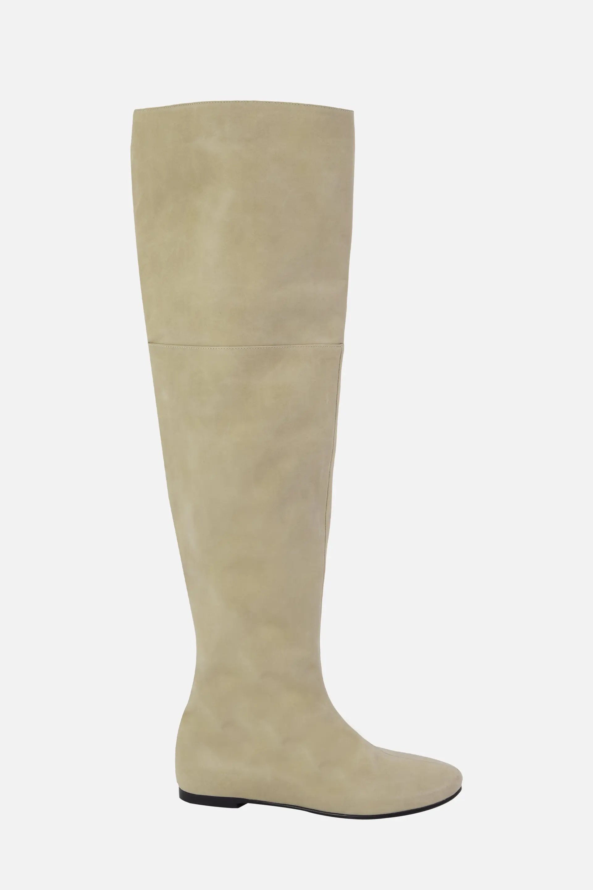 Knee High Leather Boots (Beige)