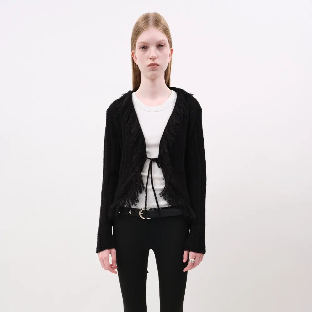 Hailey Fringe Cardigan (Black)
