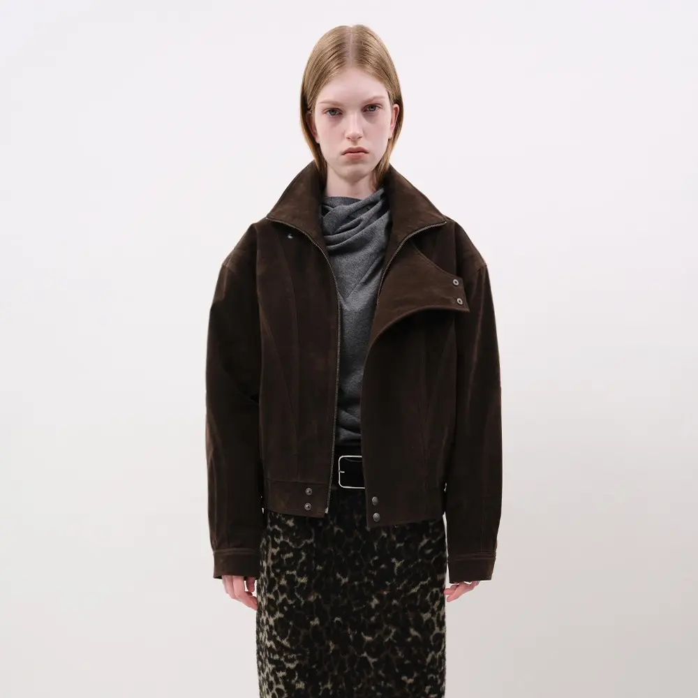 Faux Suede Jacket (Brown)