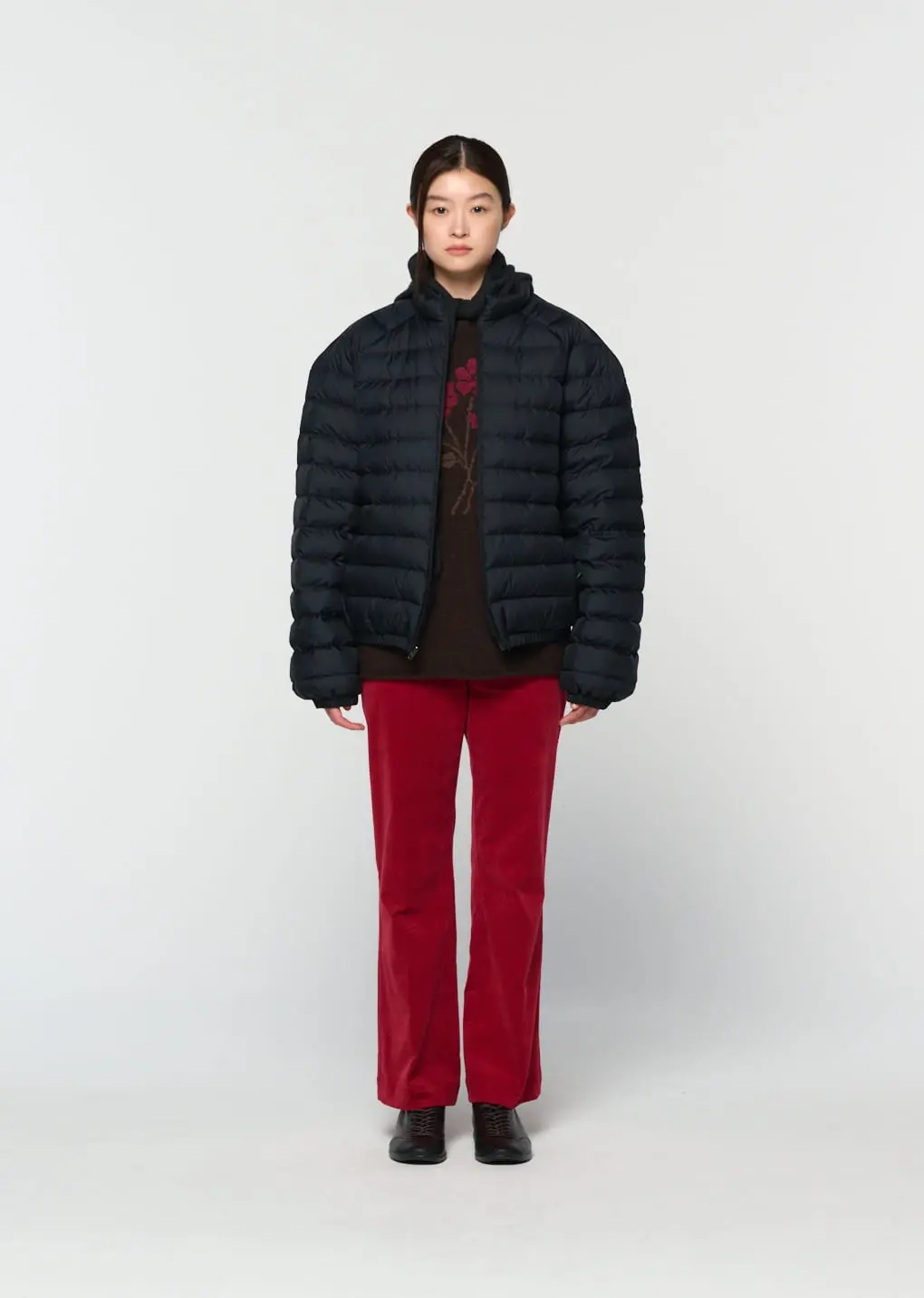 Corduroy Flared Pants, Red