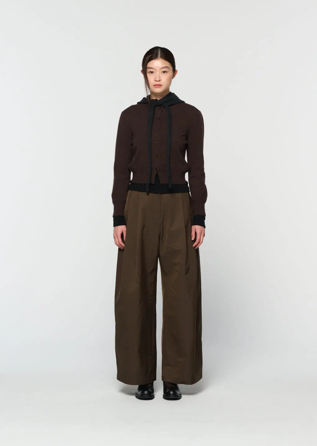 Two Tuck Balloon Pants, Dark Brown