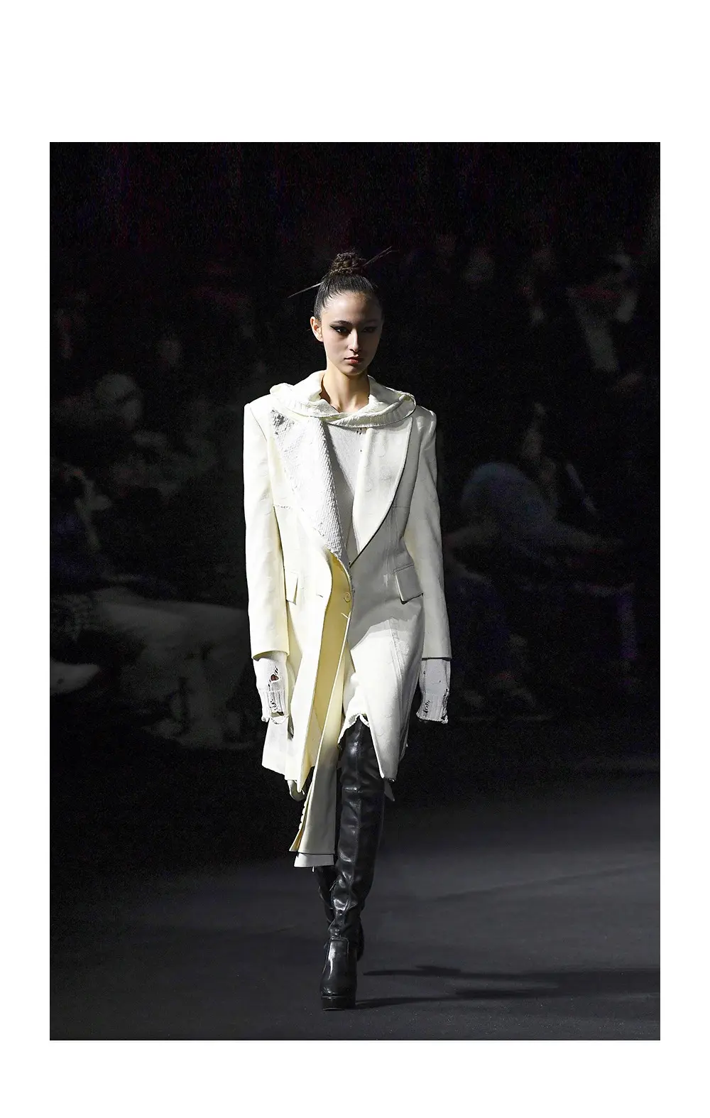 Ivory Dot Wool Tailored Half Coat