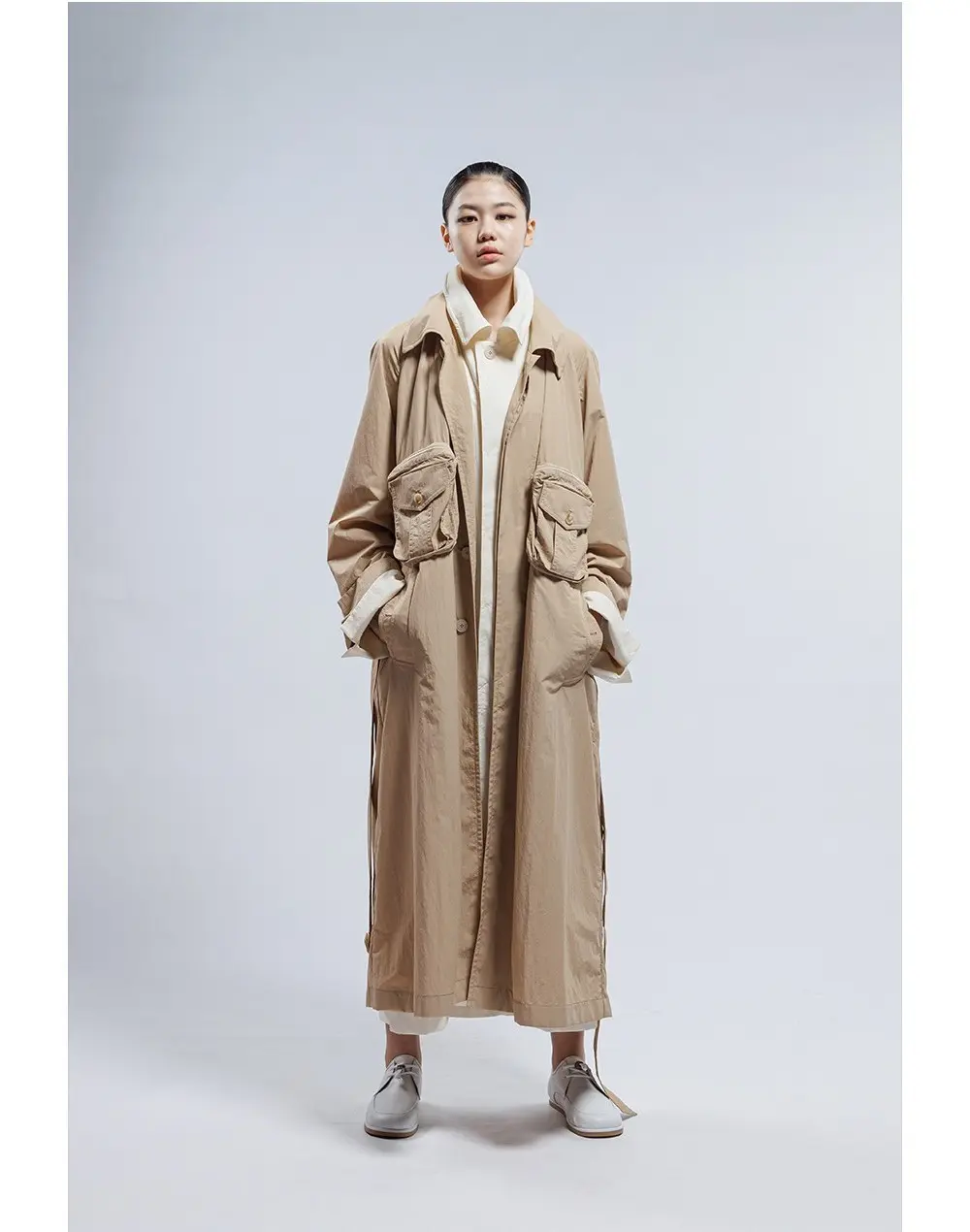 Nylon Blend Lightweight Trench Coat