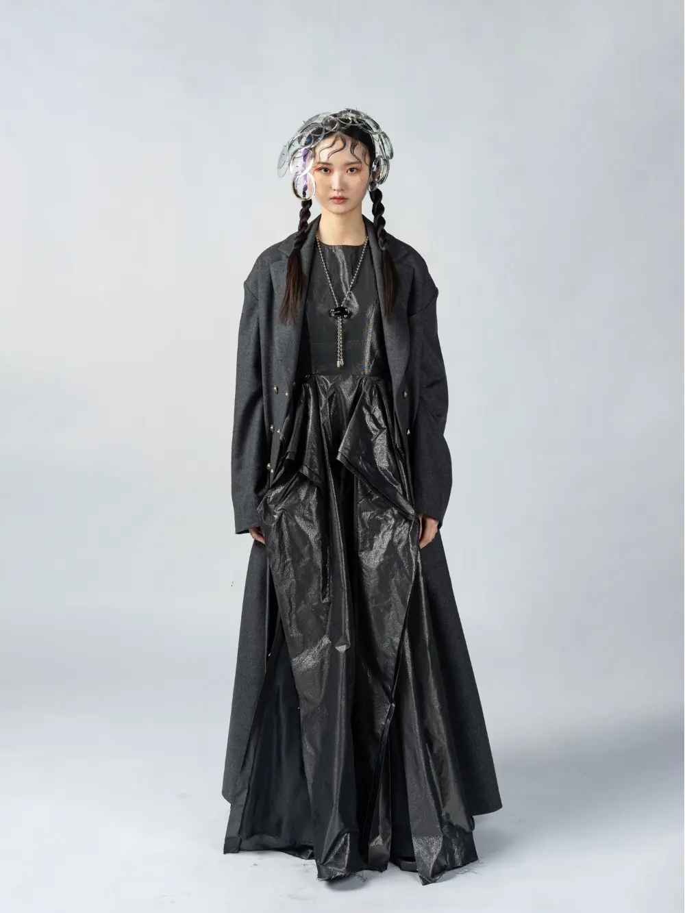 GreyMelange Tuck Maxi Coat