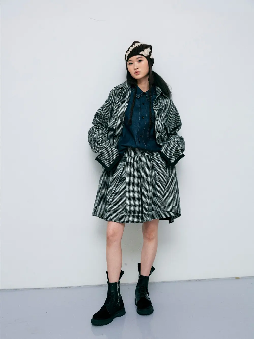 Houndstooth Colour-Block Shirt
