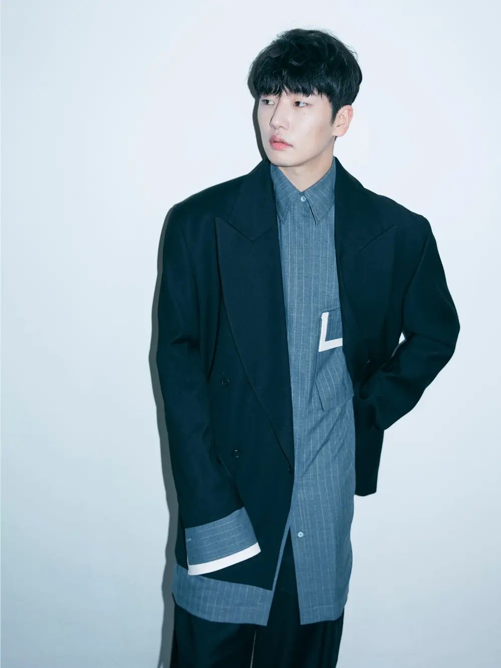 Grey Colour-Block Shirt