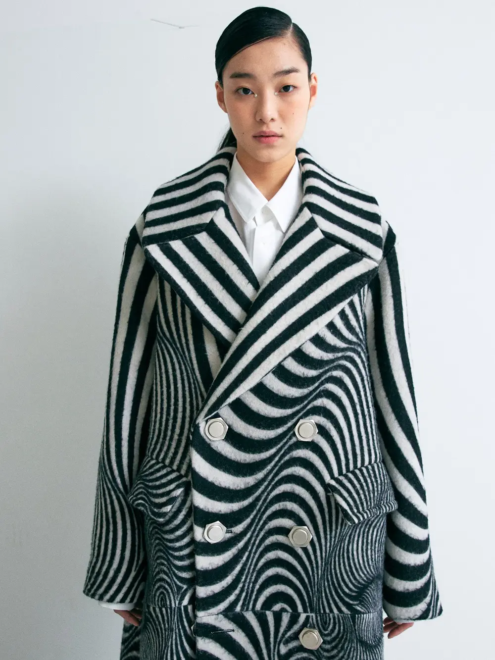 Optical Zebra Coat — Black