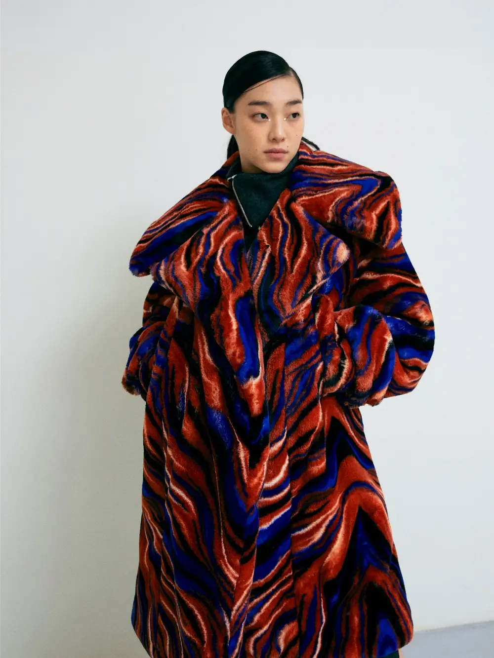 Colourful Zebra Fur Coat