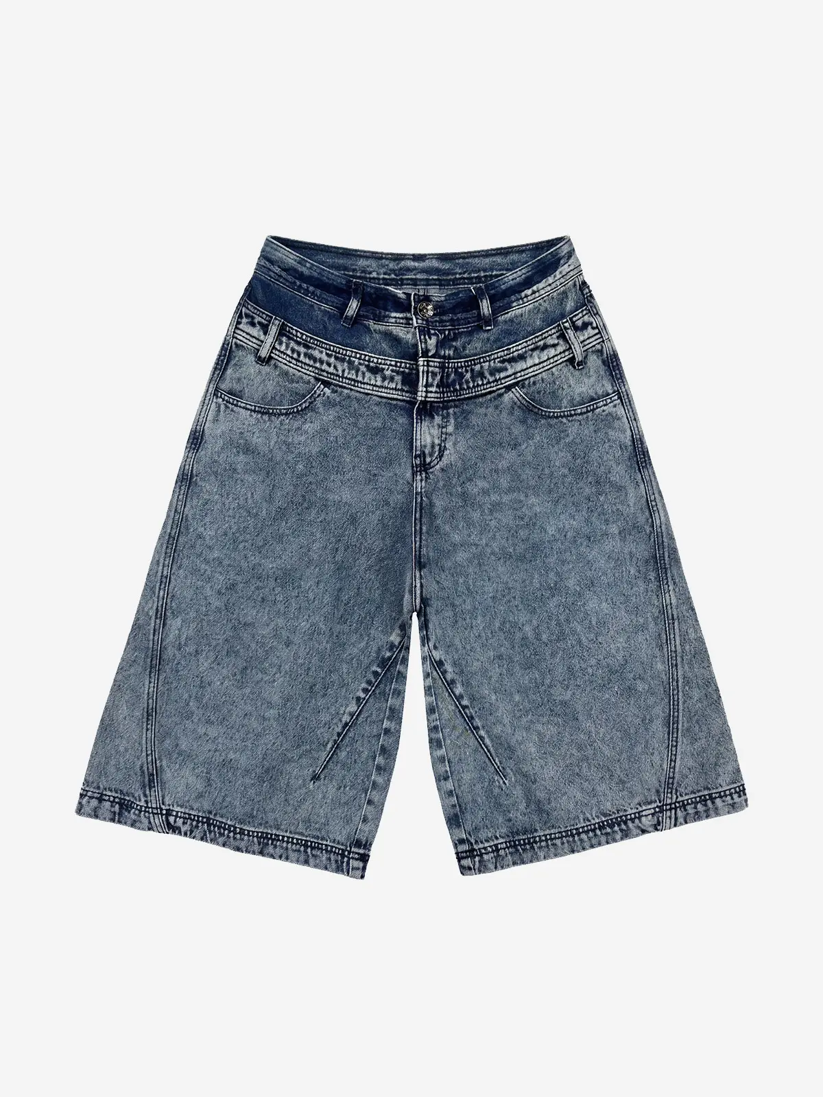 Curved Detail Bermuda Denim Pants