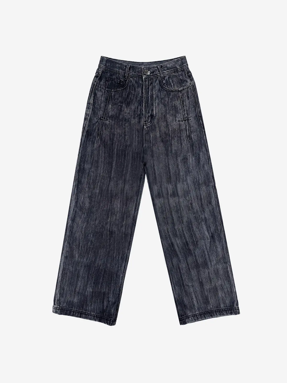 Brushed Oil Washed Wide Denim Pants Black
