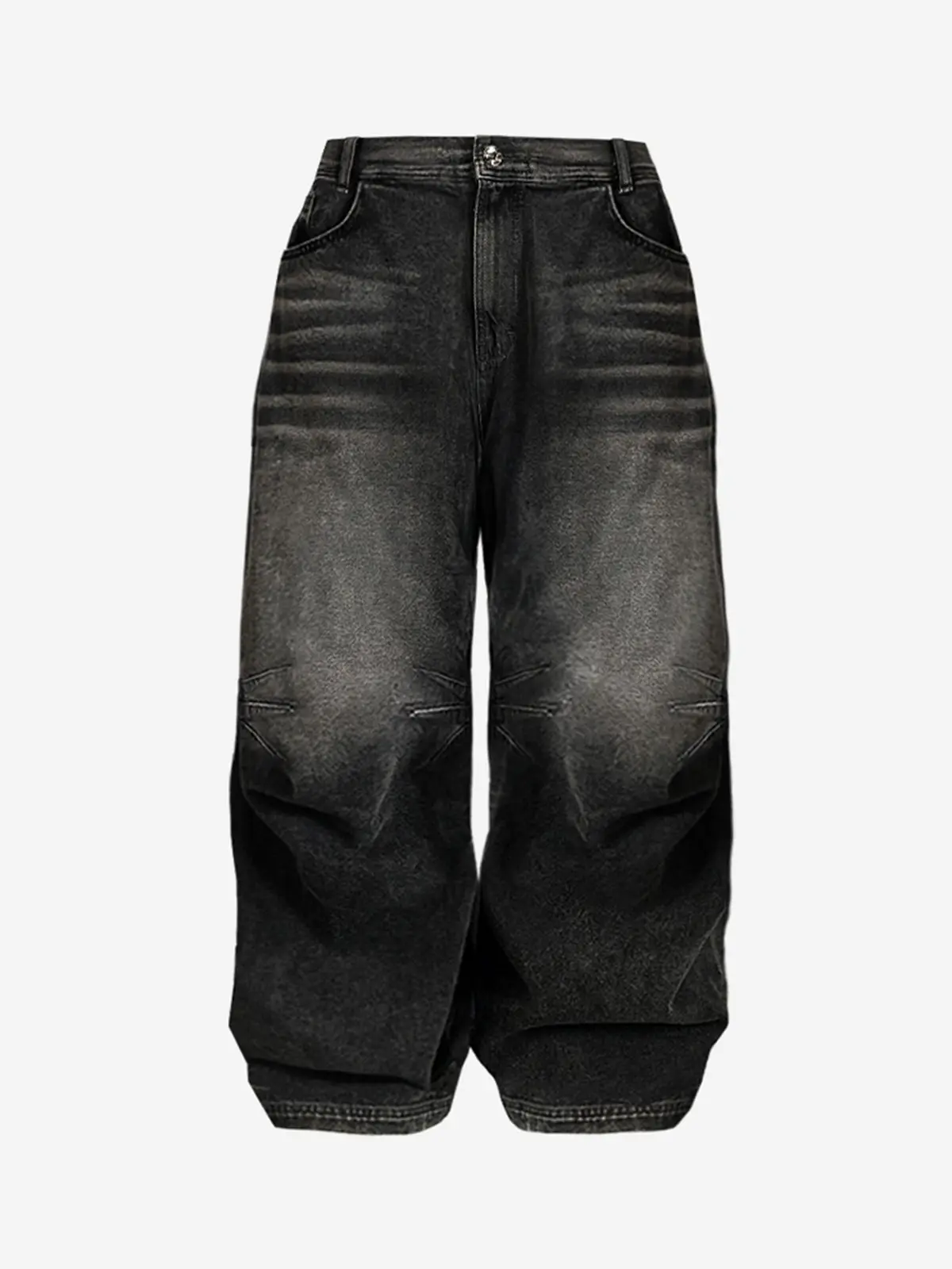 BLR Double Trident Washing Wide Denim Pants Black