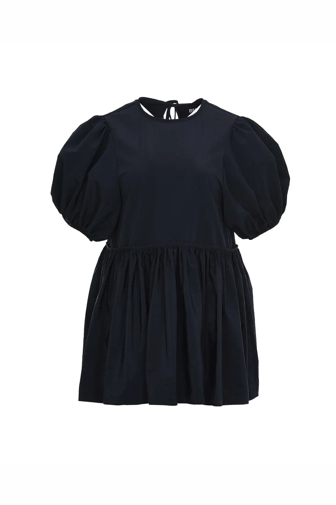 Puff Sleeve Shirring Blouse Black