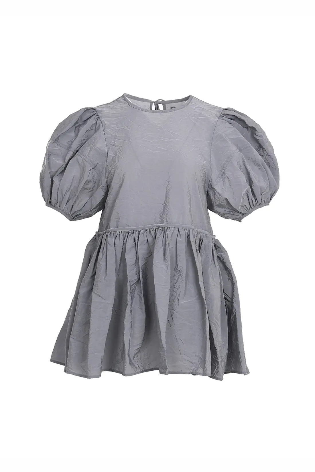 Puff Sleeve Shirring Blouse Grey