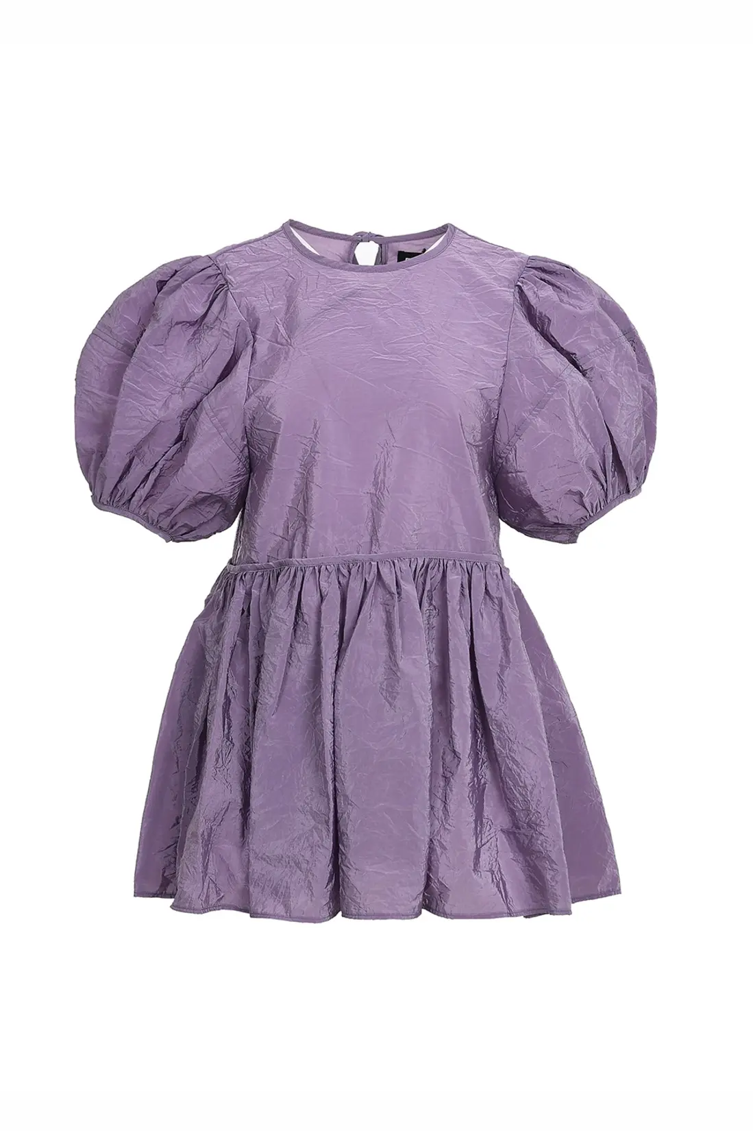 Puff Sleeve Shirring Blouse Purple