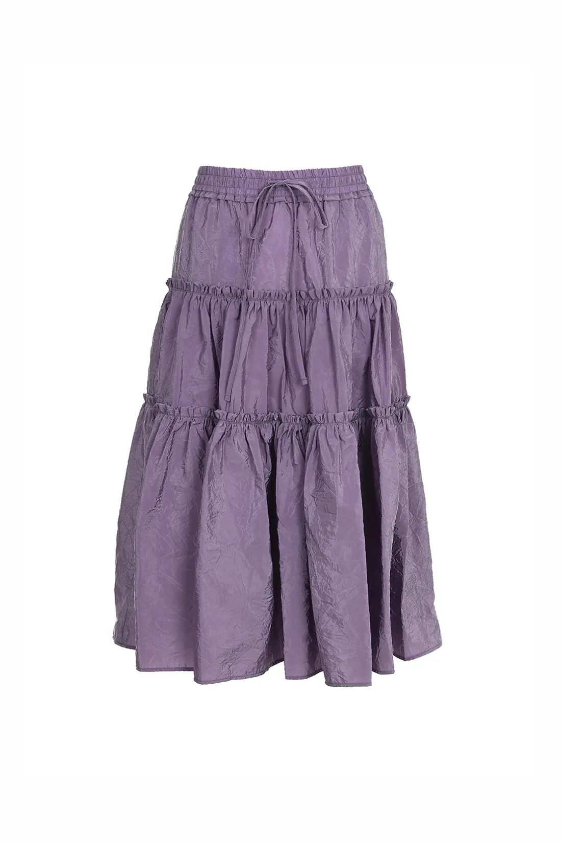 Shirring 3-Tier Layered Skirt Purple