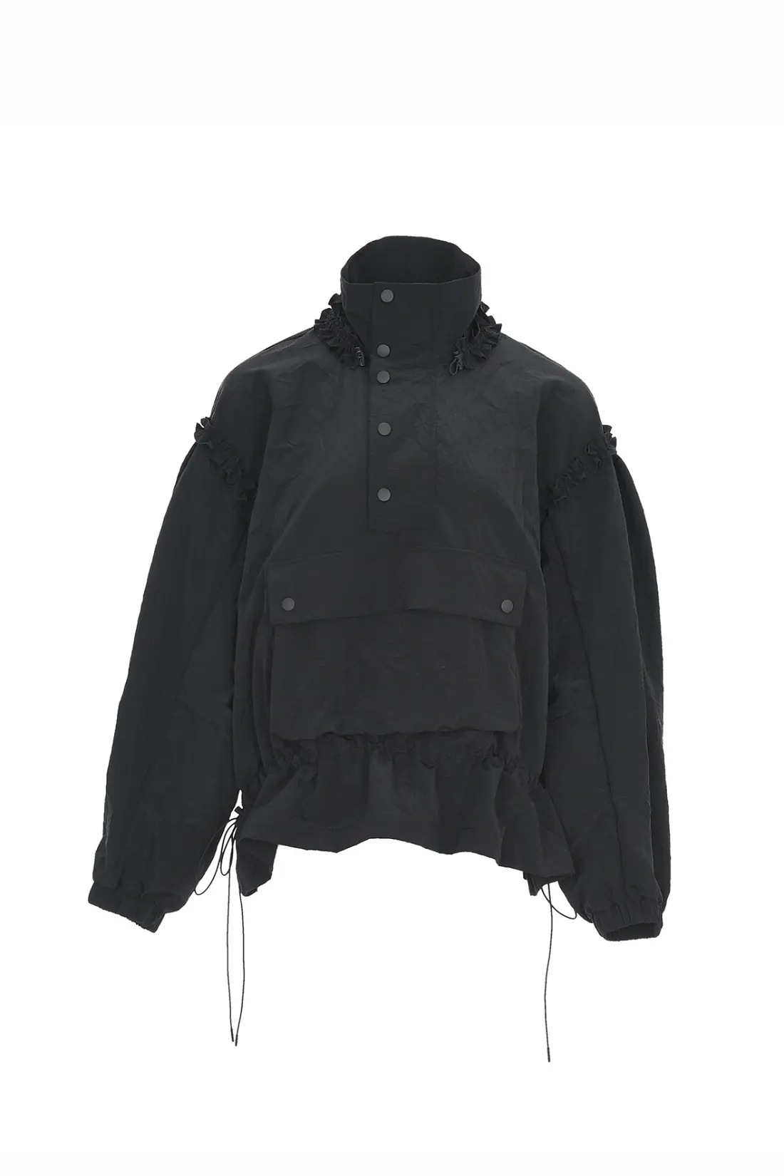 Frill Detail Anorak Jacket Black