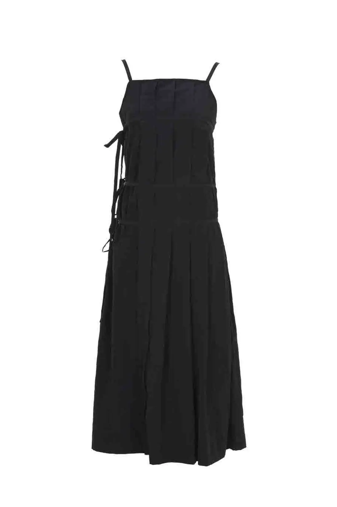 Pleats Wrap Detail Long Dress Black