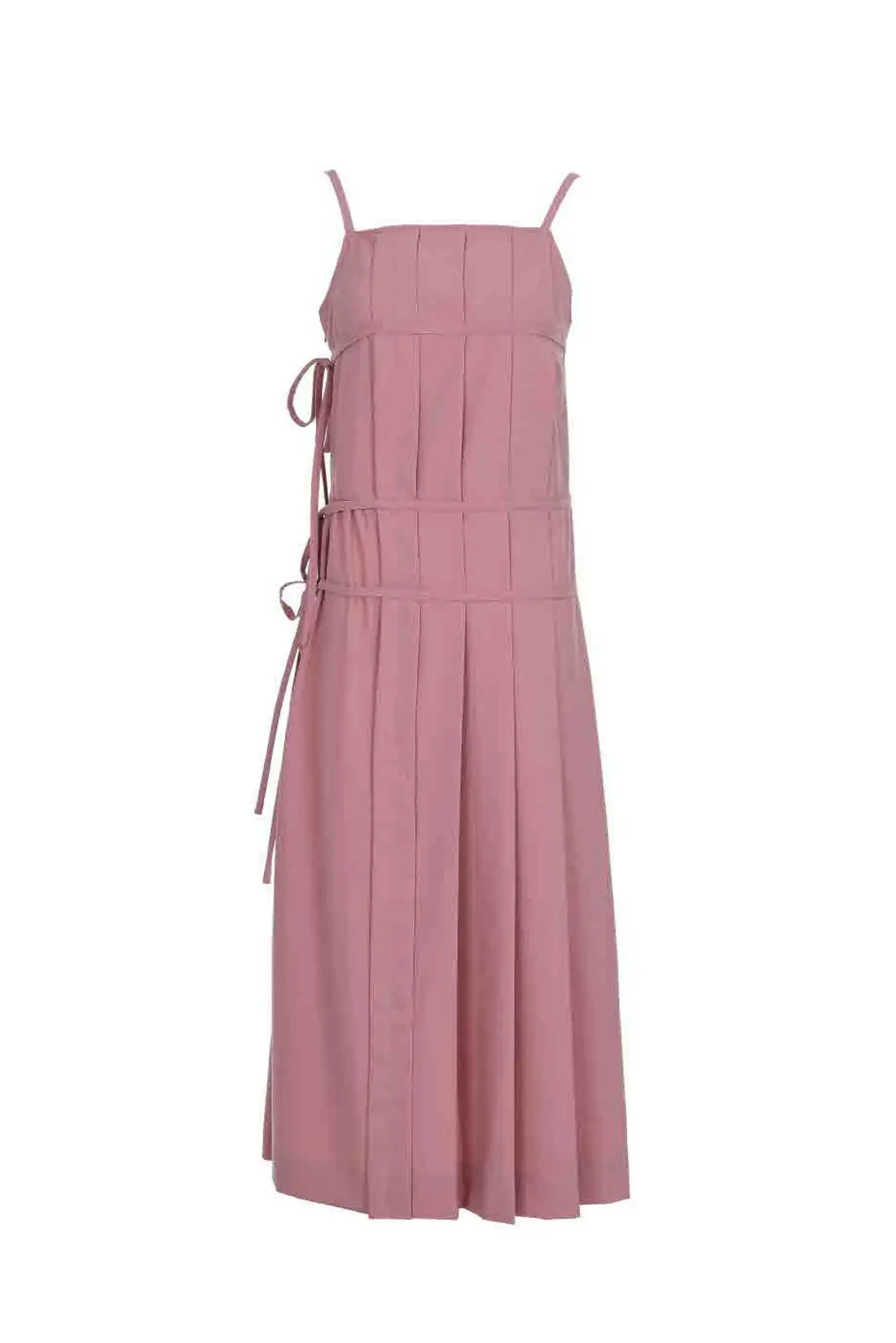 Pleats Wrap Detail Long Dress Pink