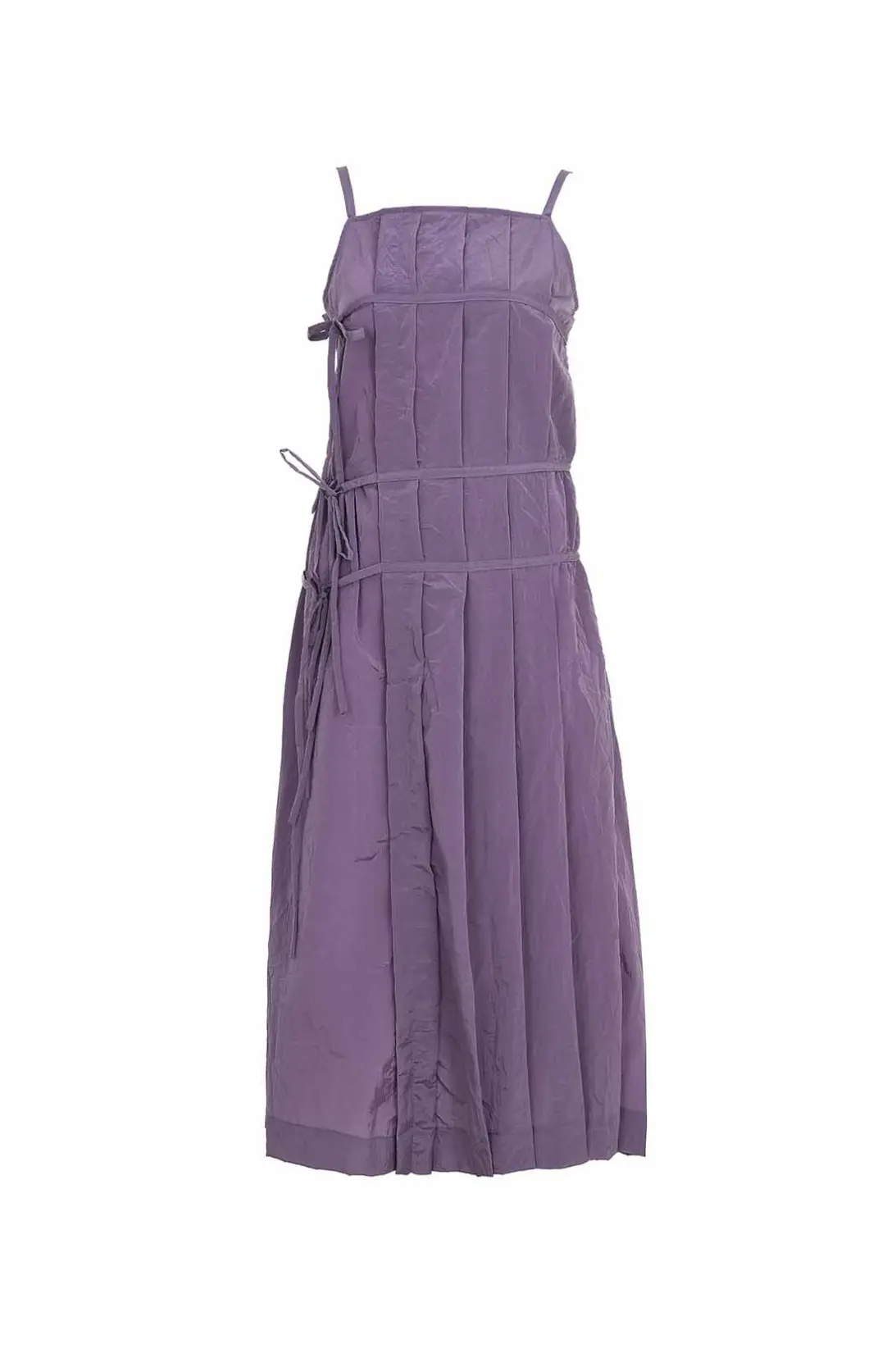 Pleats Wrap Detail Long Dress Purple