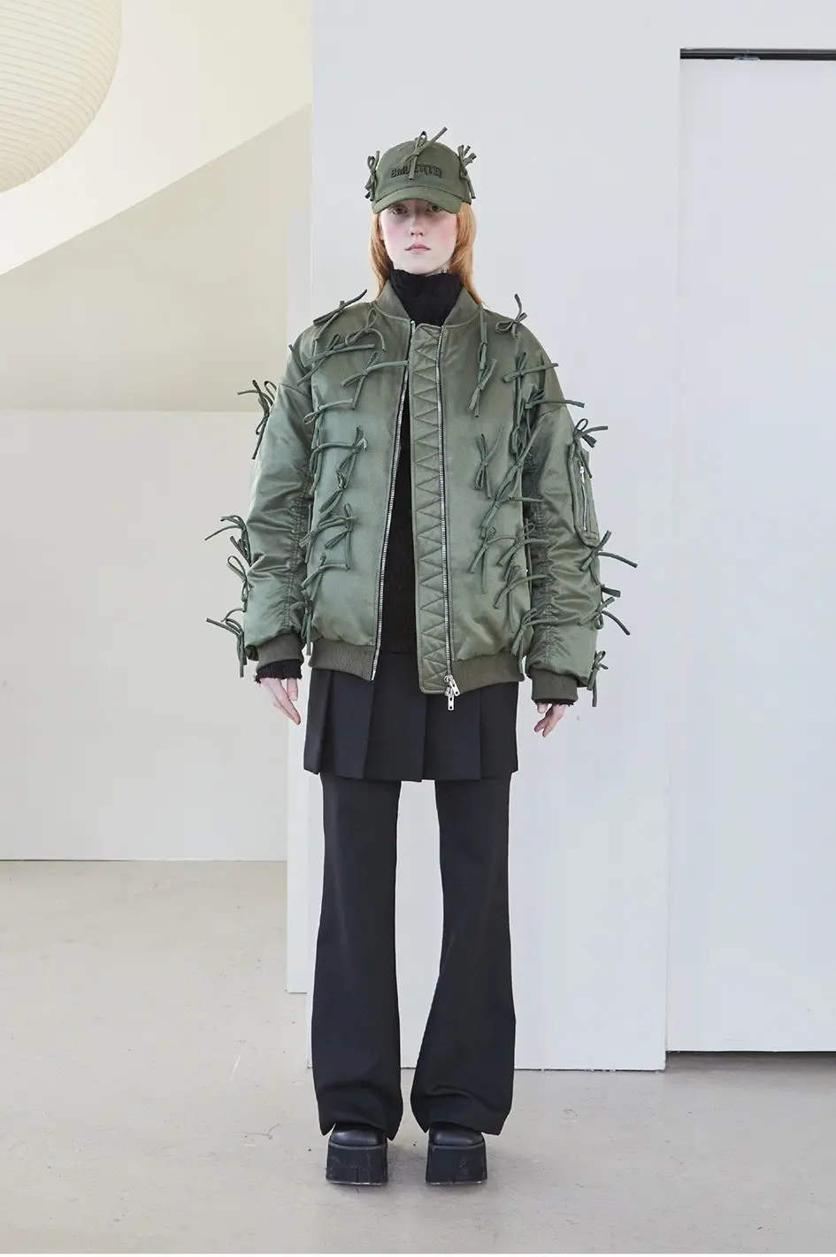 Ribbon Bomber Jacket Khaki